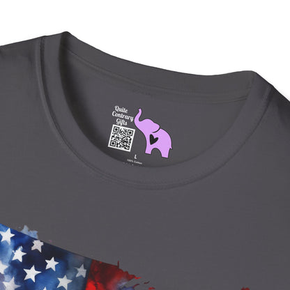American-Shaped Flag Watercolor Adult T-Shirt