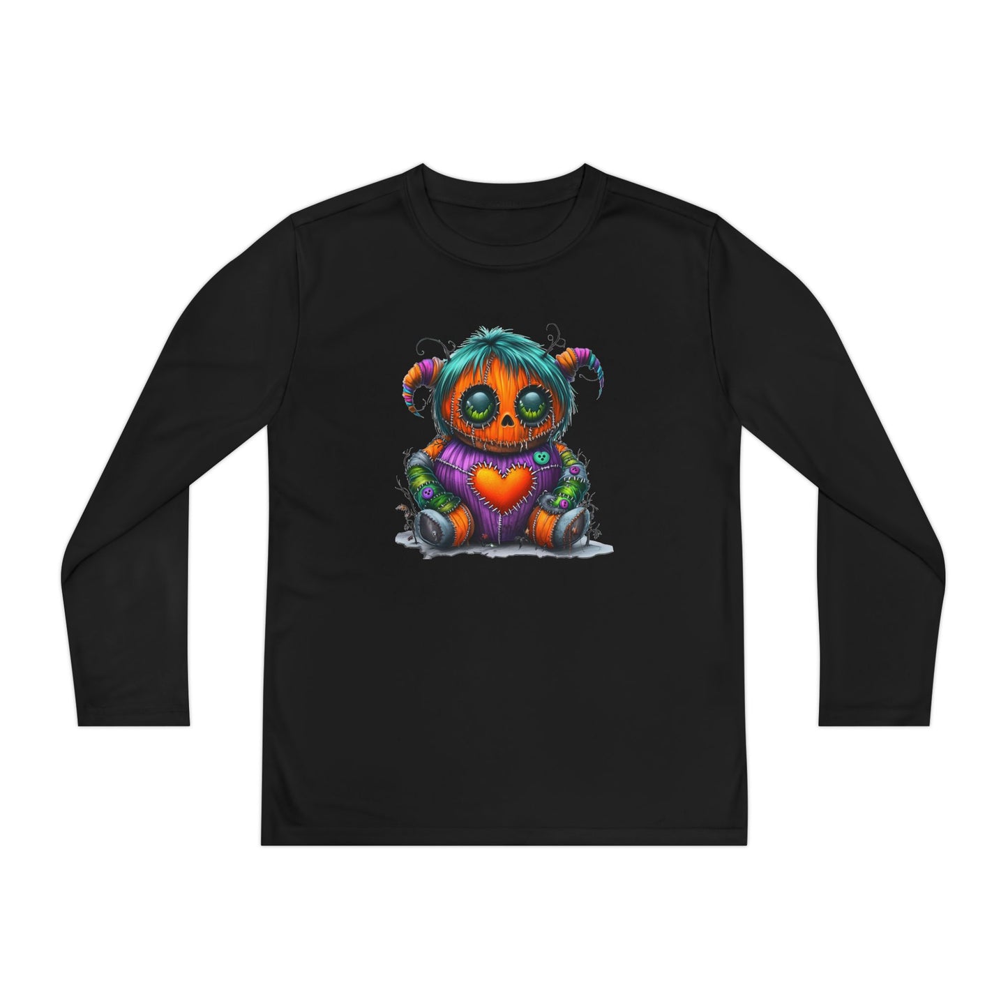 Patchwork Pumpkin Heart Youth Long Sleeve Tee