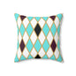 Teal/White Harlequin Throw Pillow