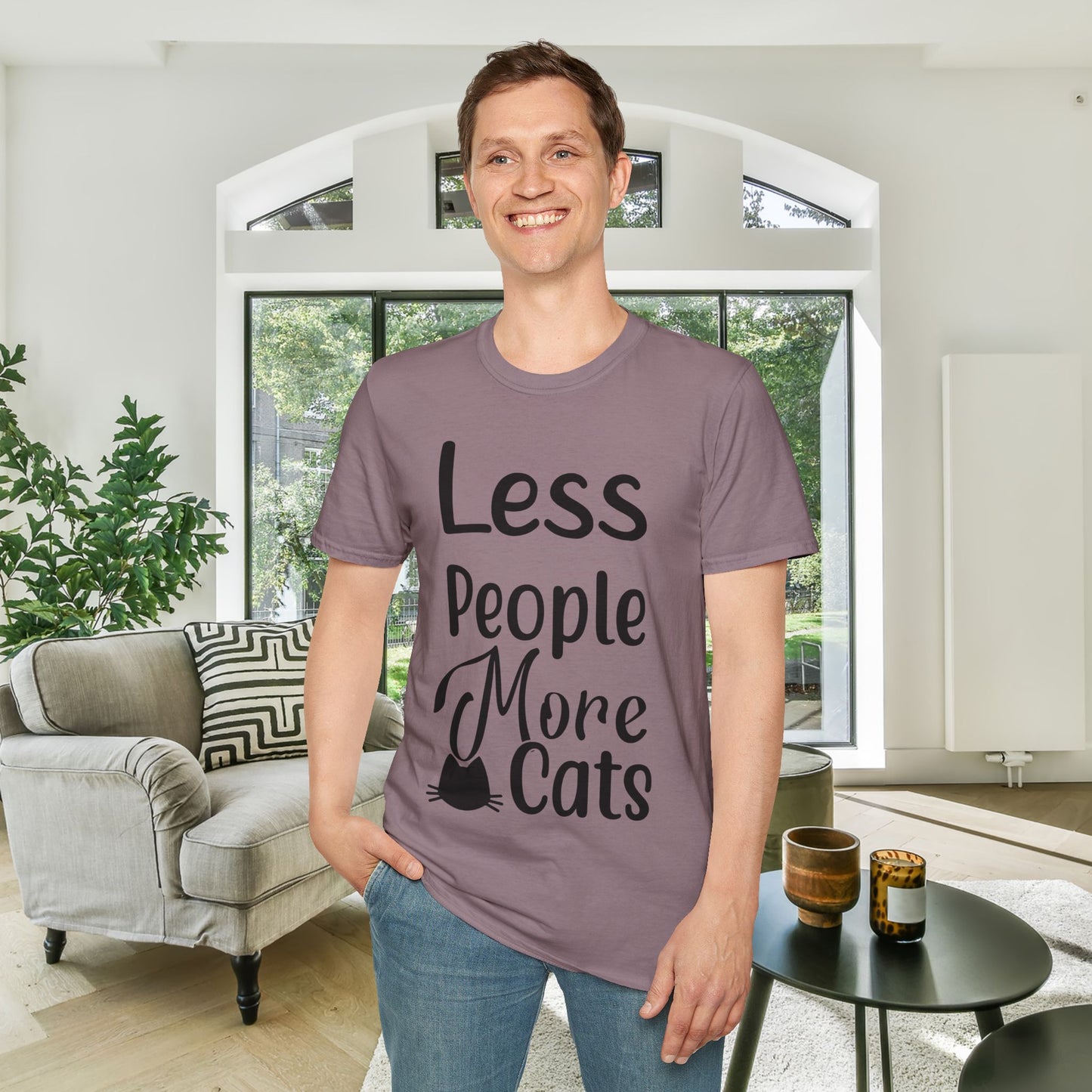 Less People More Cats Adult T-shirt