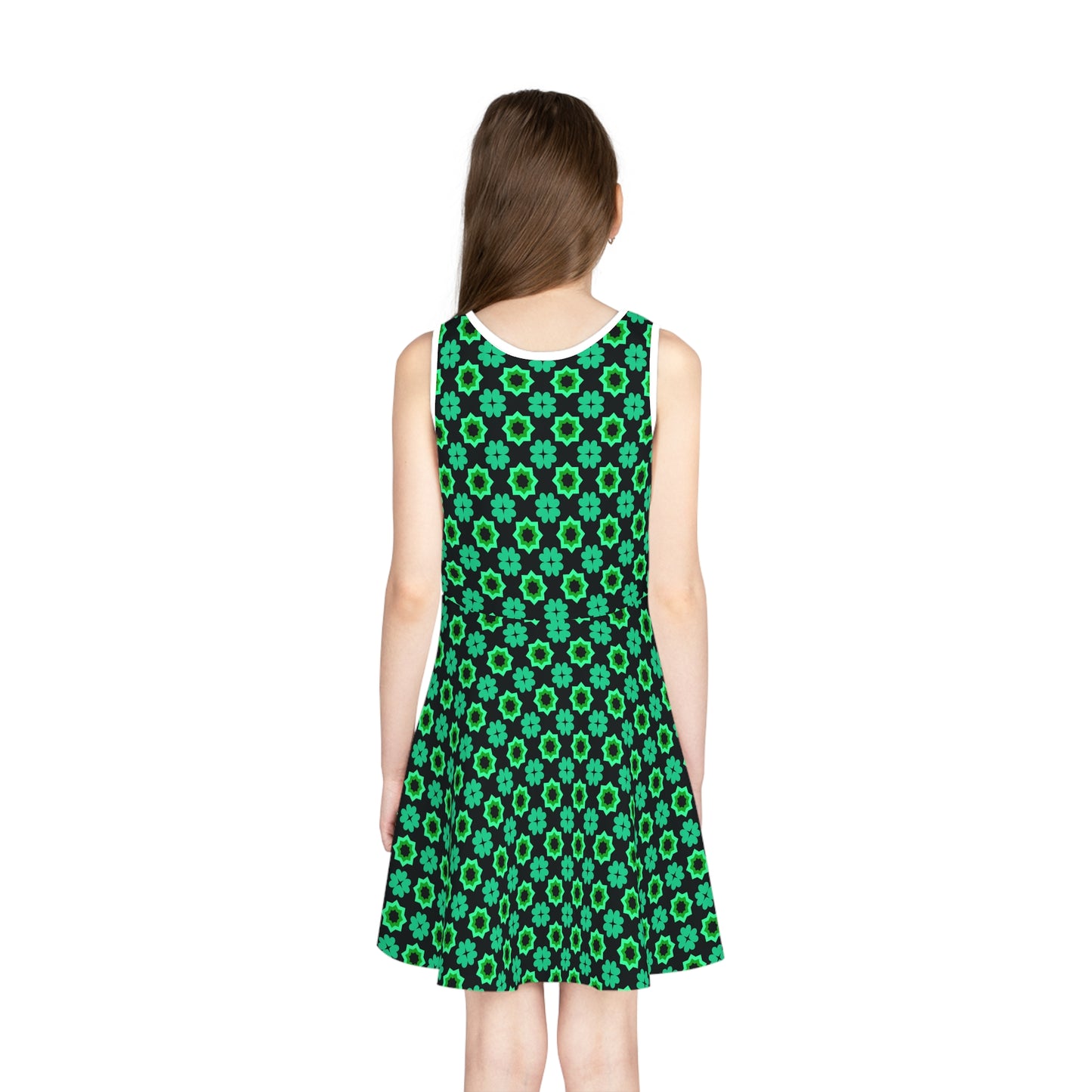 Clover Bloom Burst Girls' Sleeveless Sundress