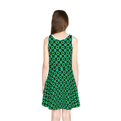 Clover Bloom Burst Girls' Sleeveless Sundress