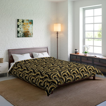 Black & Gold Luxe Swirl Basic Bedding Set