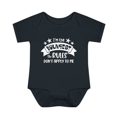 I'm The Youngest The Rules Don't Apply To Me Infant Baby Rib Bodysuit