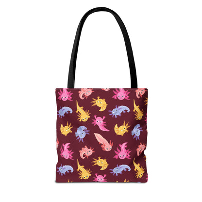 Crimson Axolotls Canvas Tote Bag