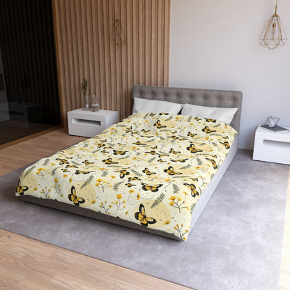 Sunlit Butterfly Bloom Microfiber Duvet Cover