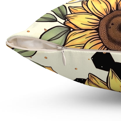 Honeycombs & Sunflowers Throw Pillow