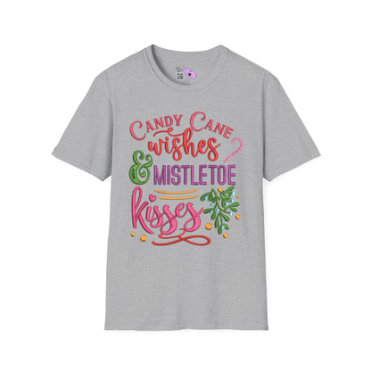Candy Cane Wishes & Mistletoe Kisses Adult T-shirt