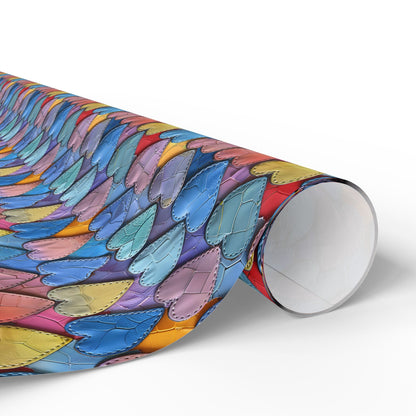 Color Pop Leather Hearts Wrapping Paper