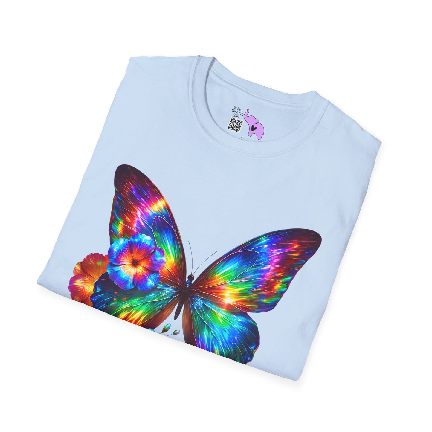 Colorful Butterfly & Flowers Adult T-shirt