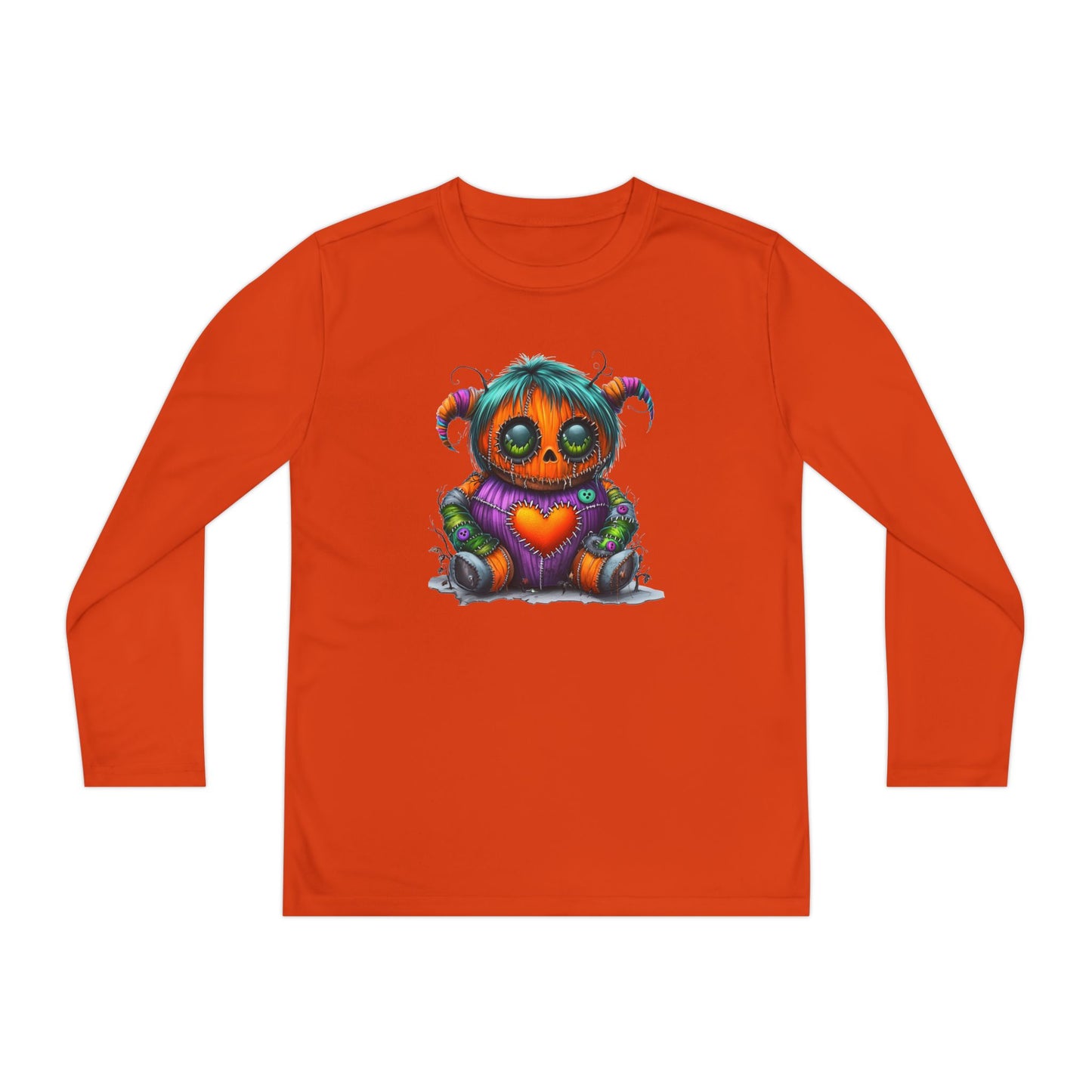 Patchwork Pumpkin Heart Youth Long Sleeve Tee