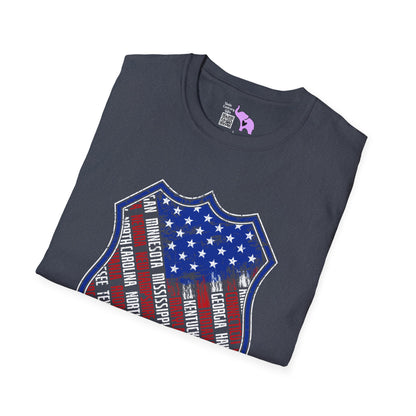 Badge-Shaped American Flag w/States Adult T-Shirt