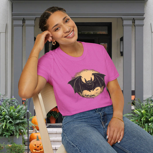 Bat Over Moon Adult T-shirt