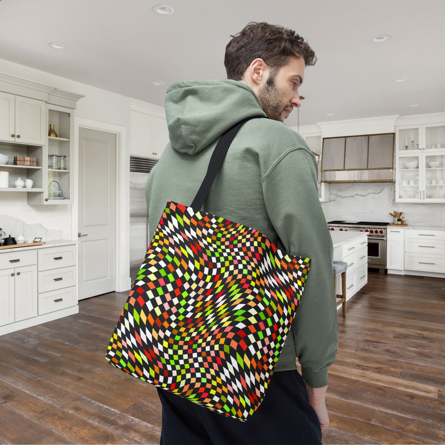 Warped Yellow/Green Checkered Canvas Tote Bag