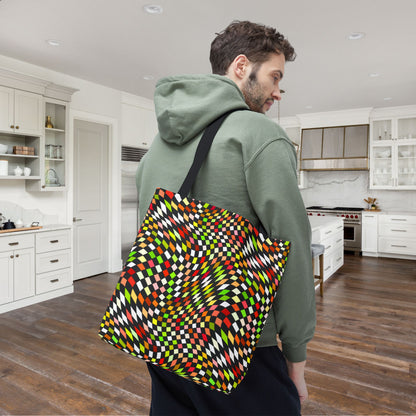 Warped Yellow/Green Checkered Canvas Tote Bag