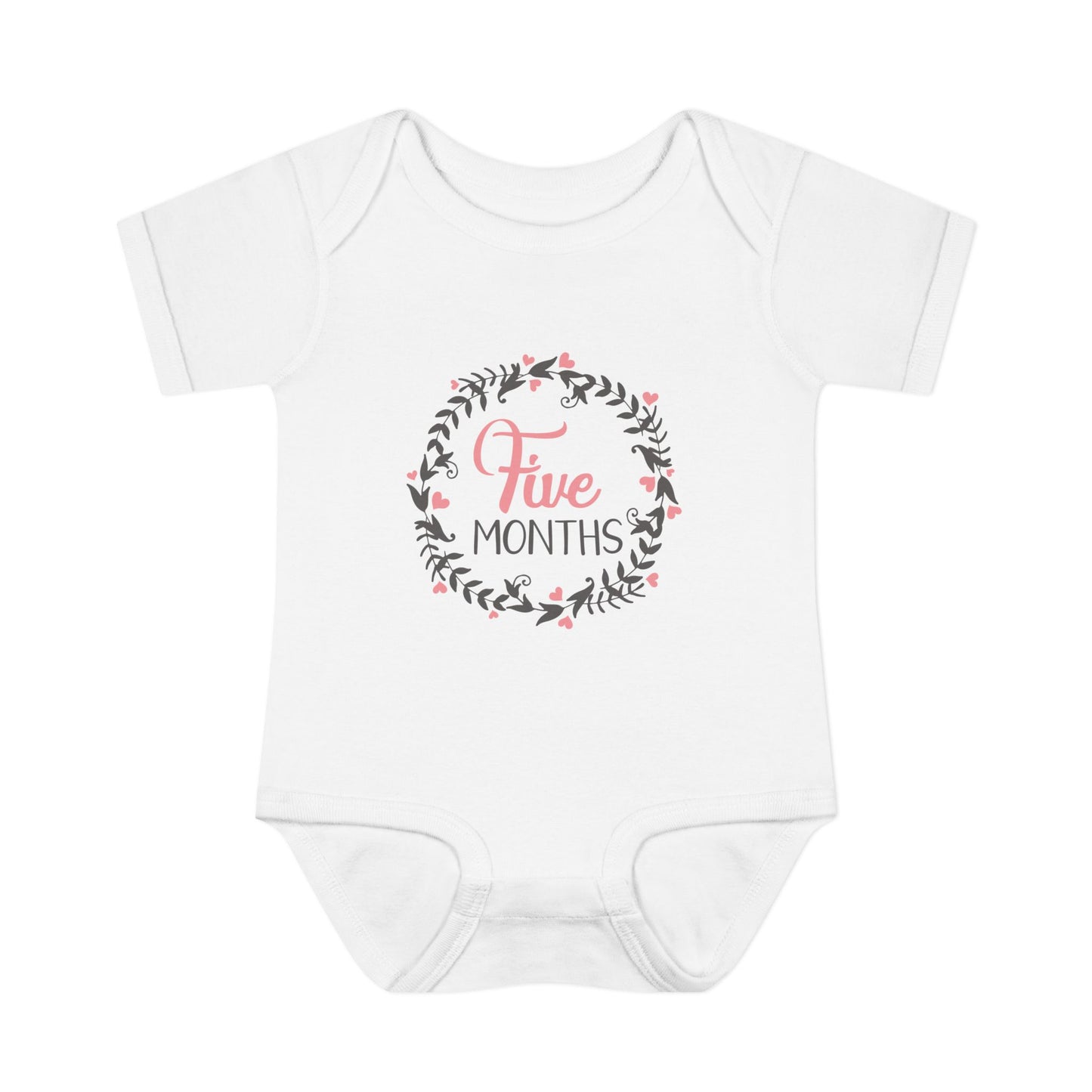 Pink Milestone Wreath Onesie-Five Months
