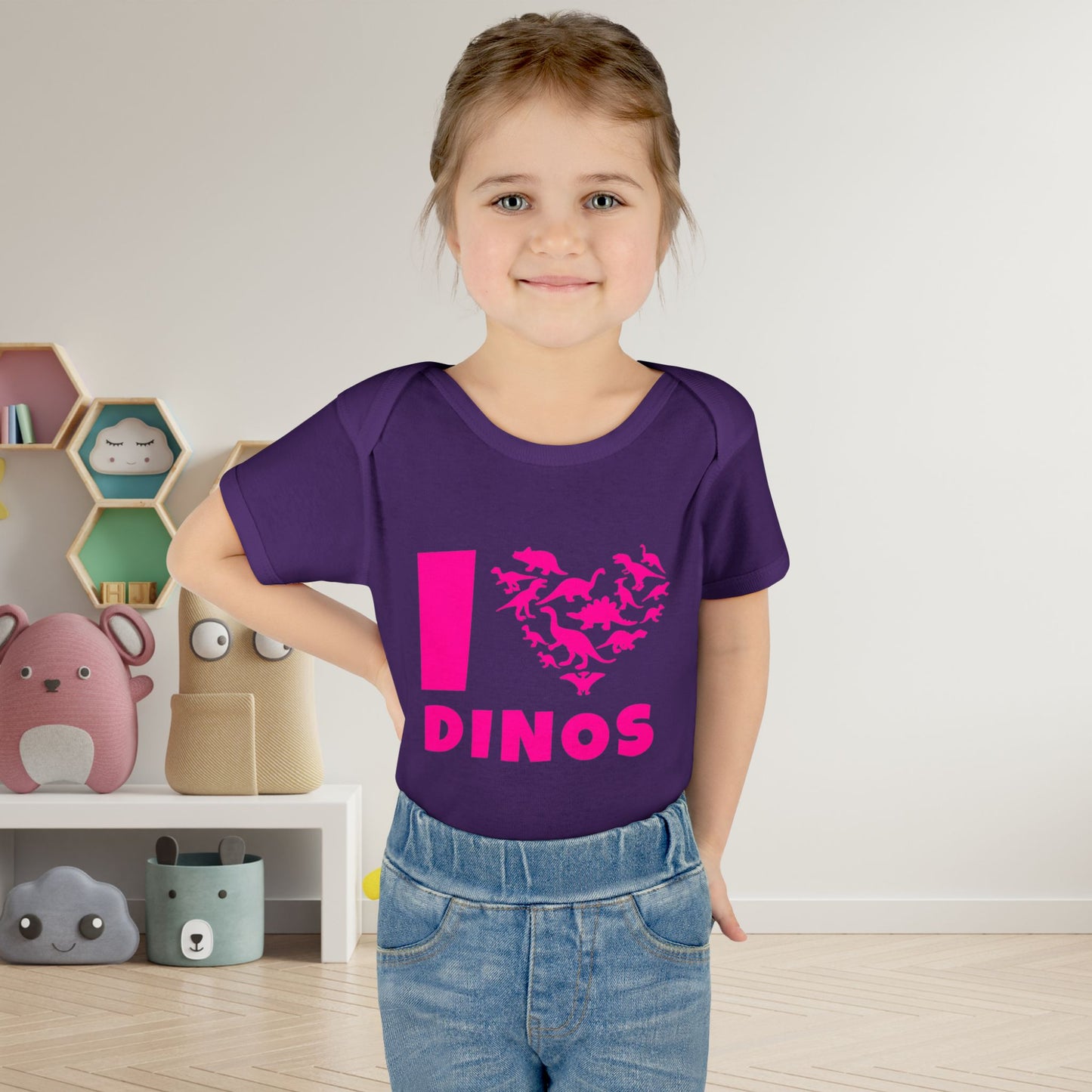 I Love Dinos (Dino Heart) Infant Baby Rib Bodysuit