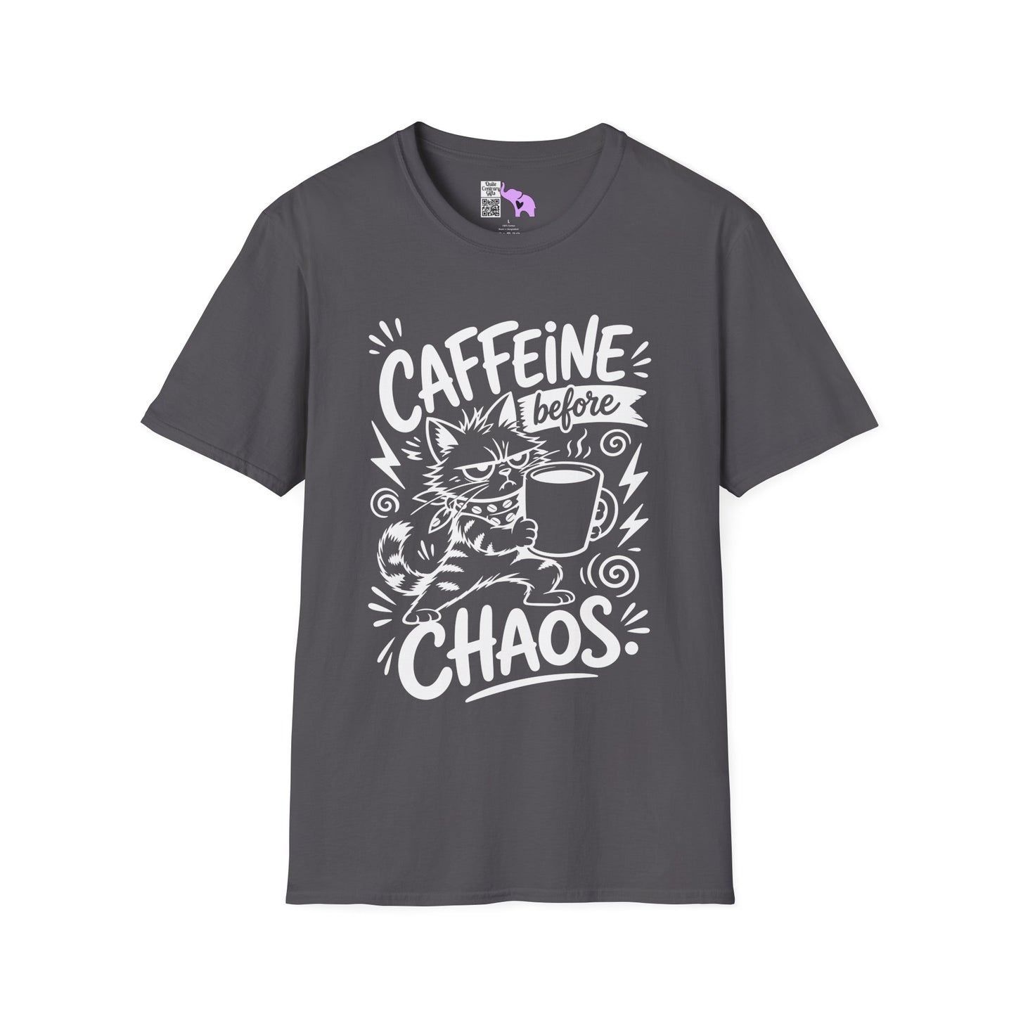 ""Caffeine Before Chaos (Cat) Adult T-shirt