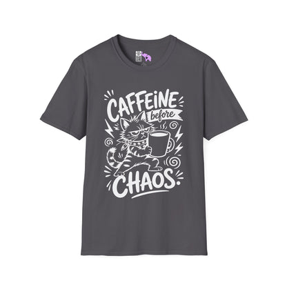 ""Caffeine Before Chaos (Cat) Adult T-shirt