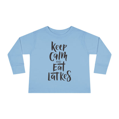 Keep Calm & Eat Latkes Toddler Long Sleeve Tee