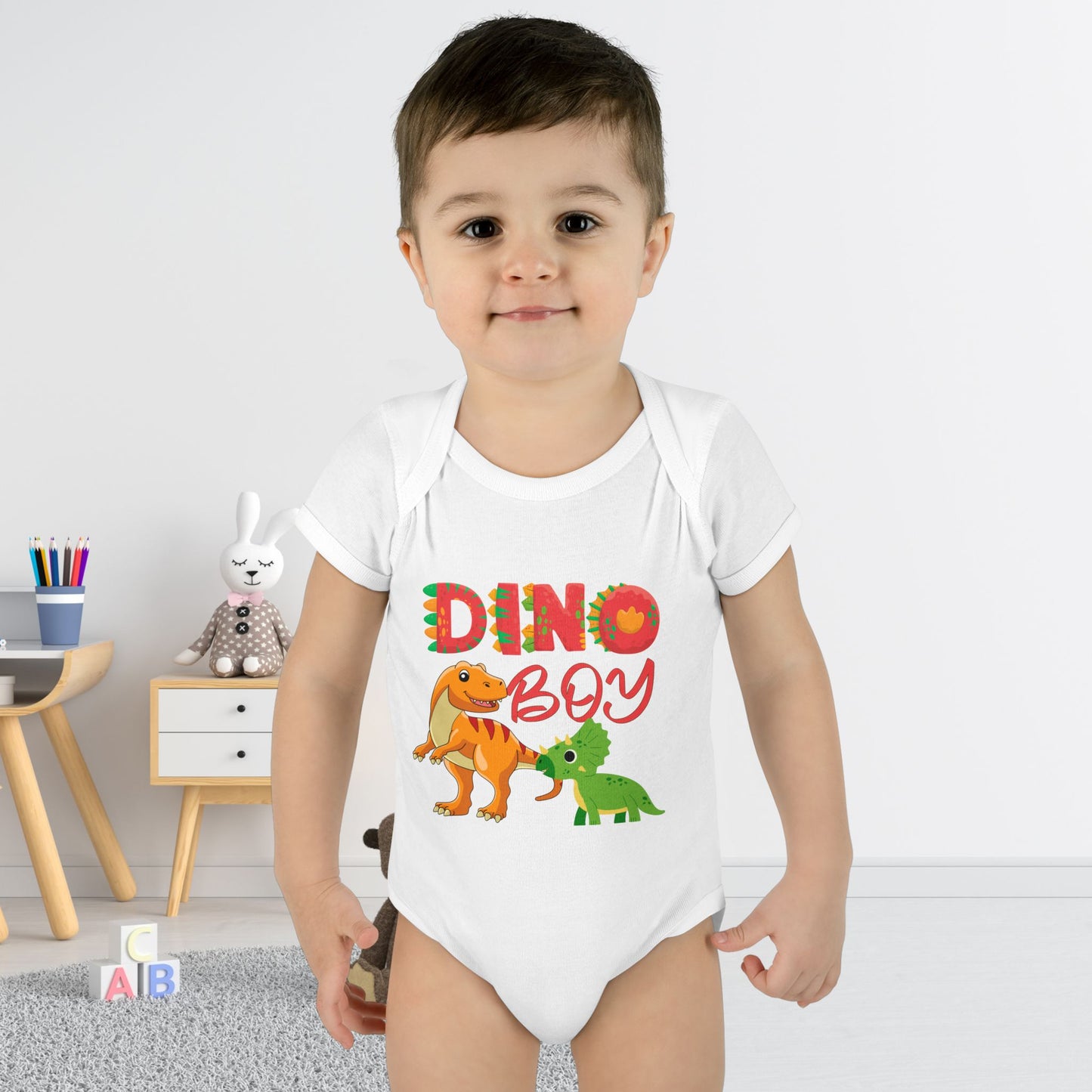 Dino Boy Infant Baby Rib Bodysuit