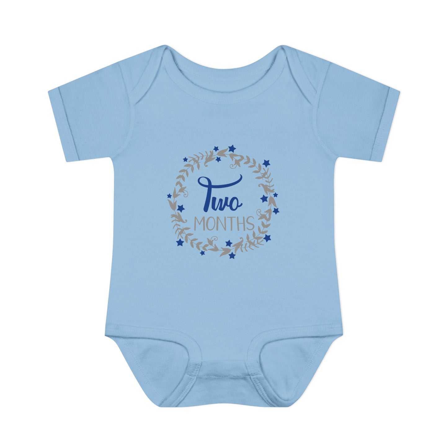Blue Milestone Wreath Onesie-Two Months