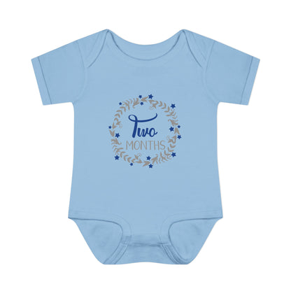 Blue Milestone Wreath Onesie-Two Months