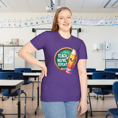 Teach Inspire Repeat Adult T-shirt