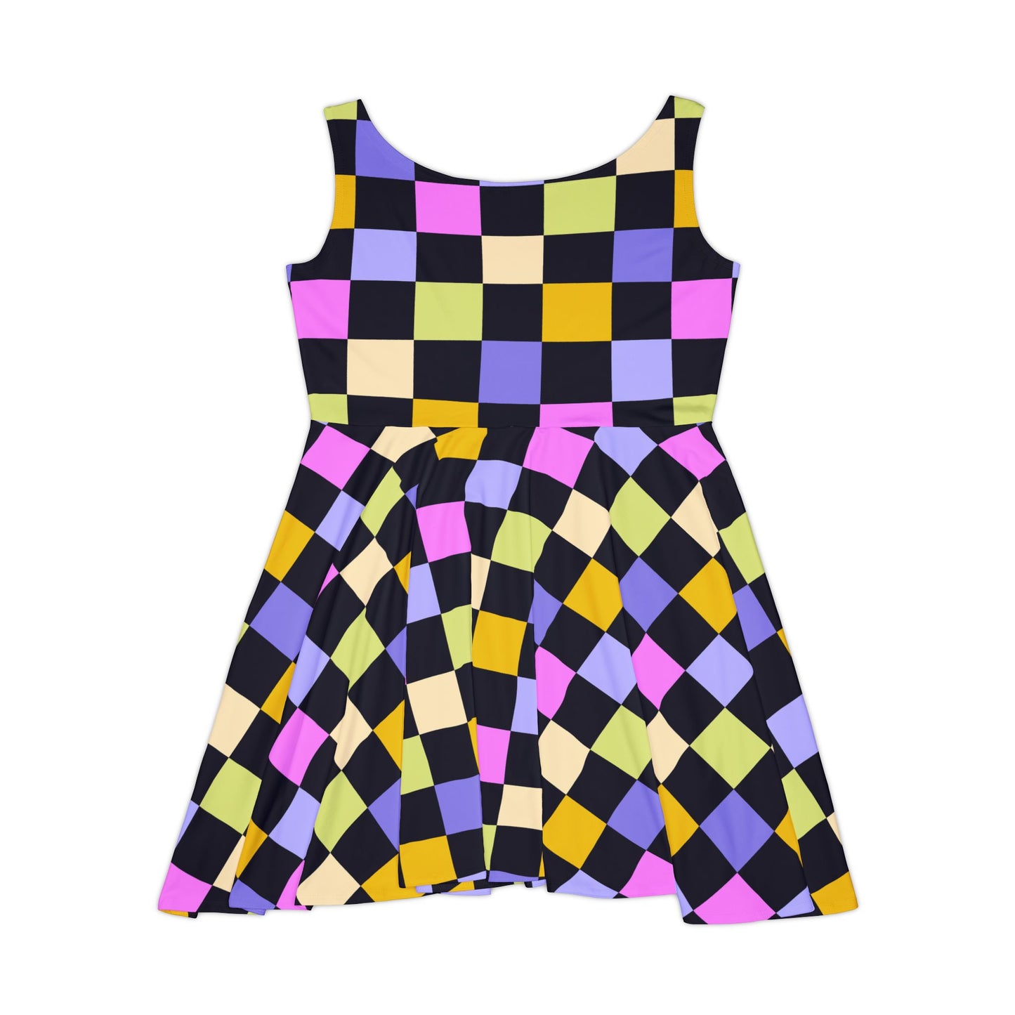 Joyful Checkerboard Women's Skater Dress