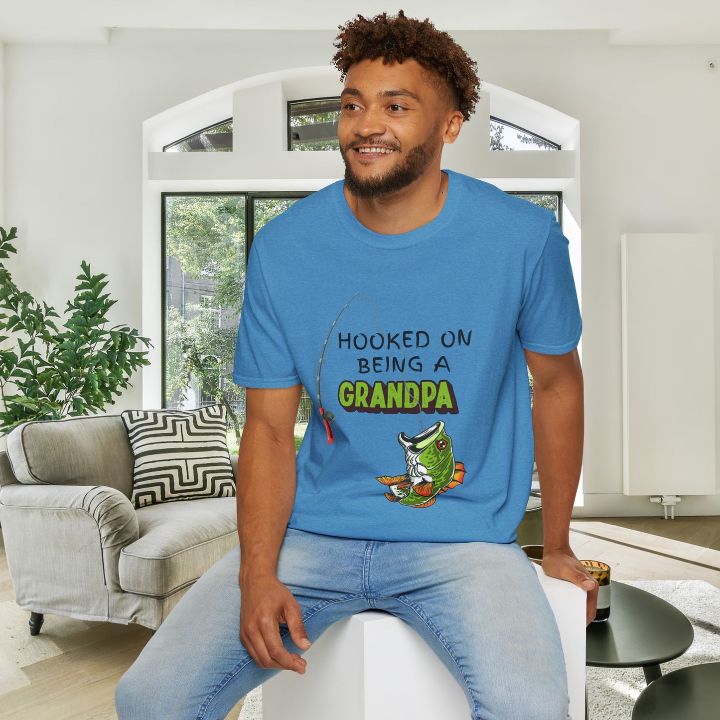 Hooked On Being A Grandpa Adult T-shirt
