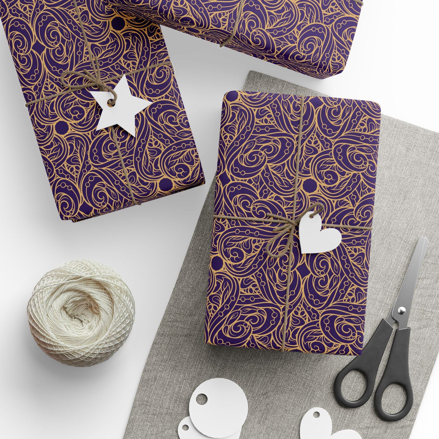 Golden Amethyst Radiance Mandala Wrapping Paper