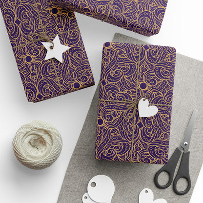Golden Amethyst Radiance Mandala Wrapping Paper