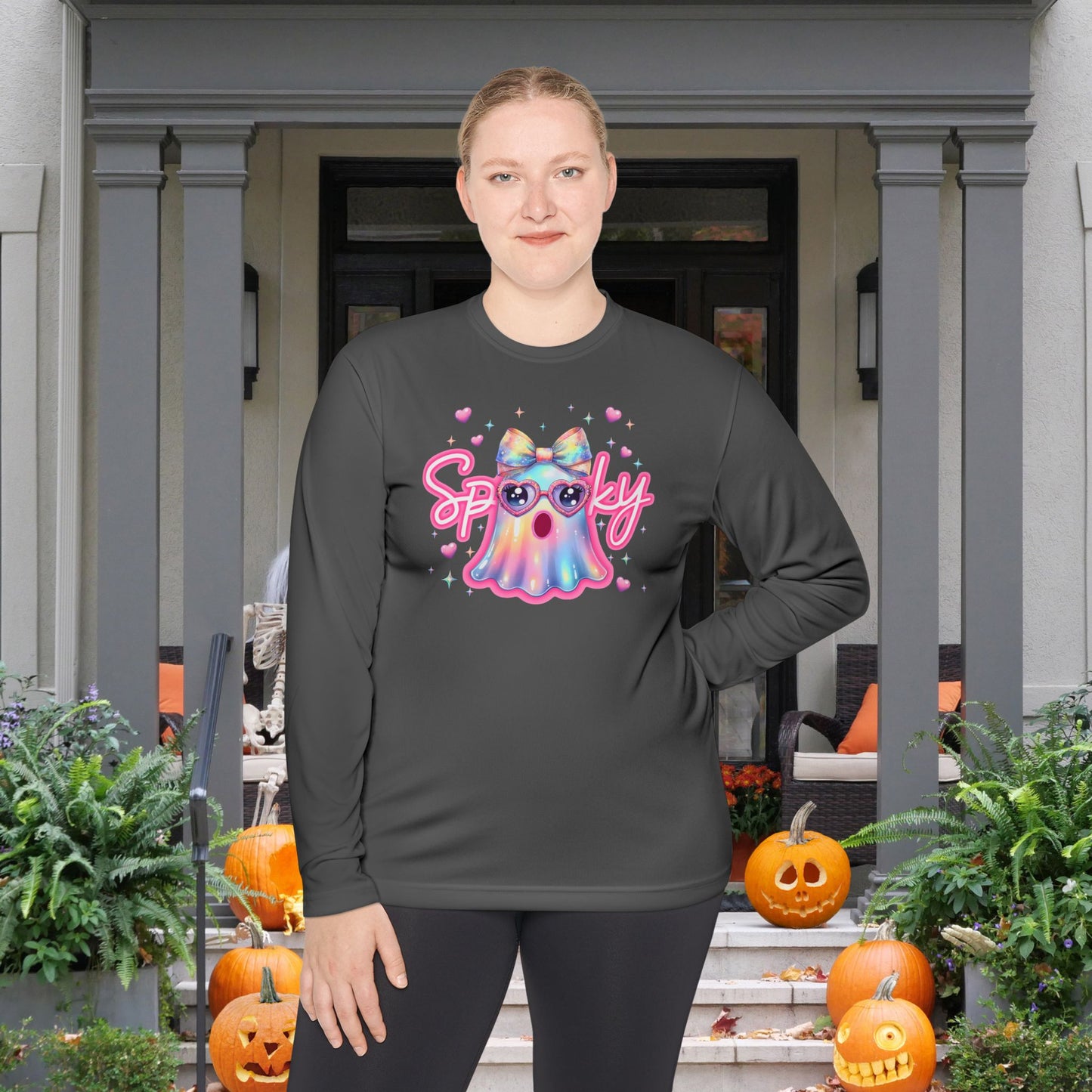 Spooky Pastel Ghost Adult Long Sleeve Tee
