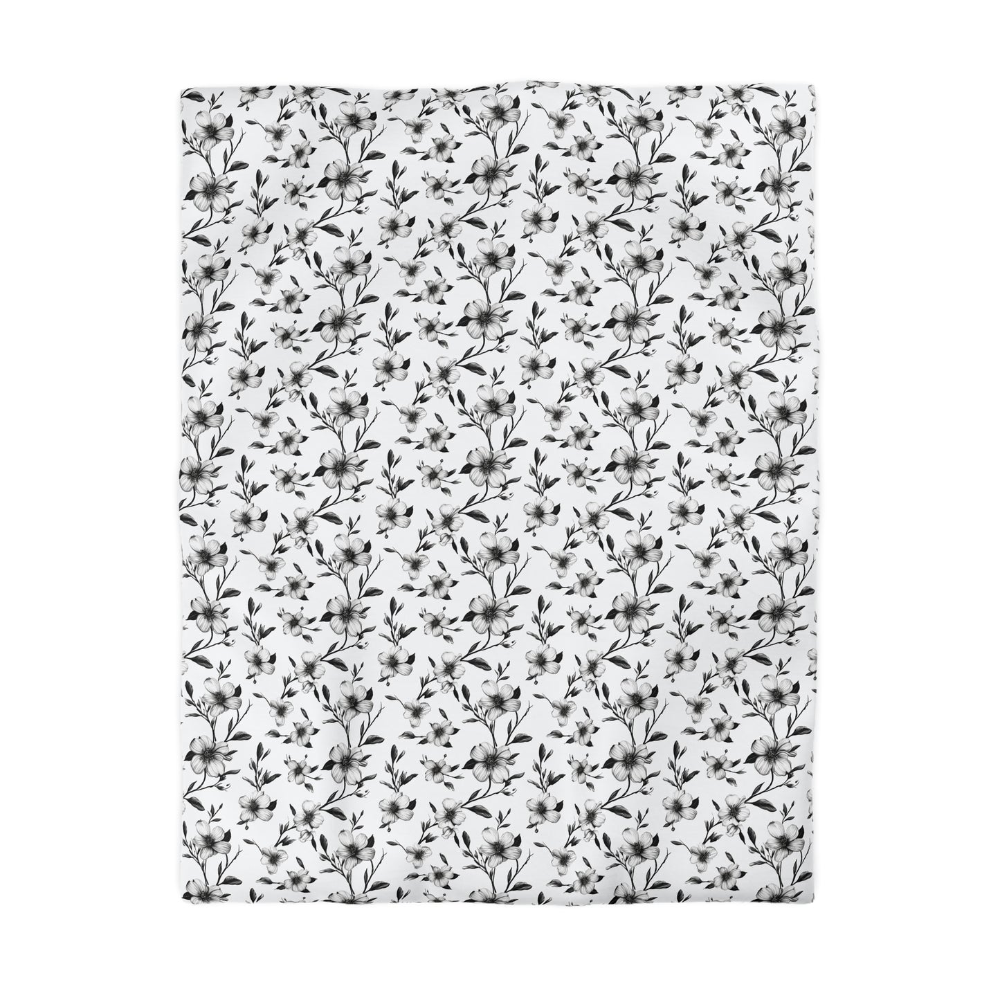 Black & White Five Petal Floral Duvet Bedding Set