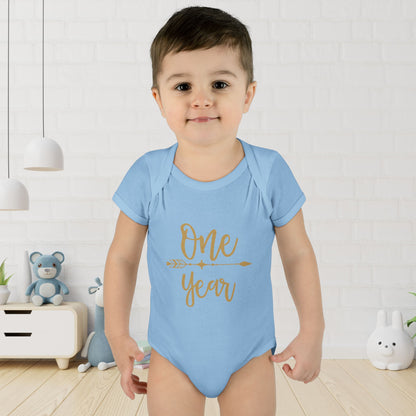 Golden Arrow Milestone Baby Bodysuit-One Year
