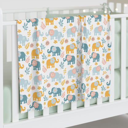 Elephants in Bloom Baby Swaddle Blanket