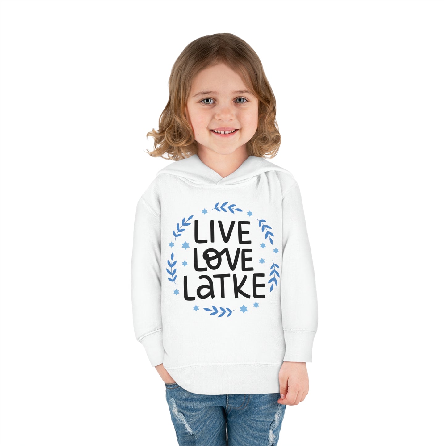 Hanukkah Live Love Latkes Toddler Pullover Fleece Hoodie