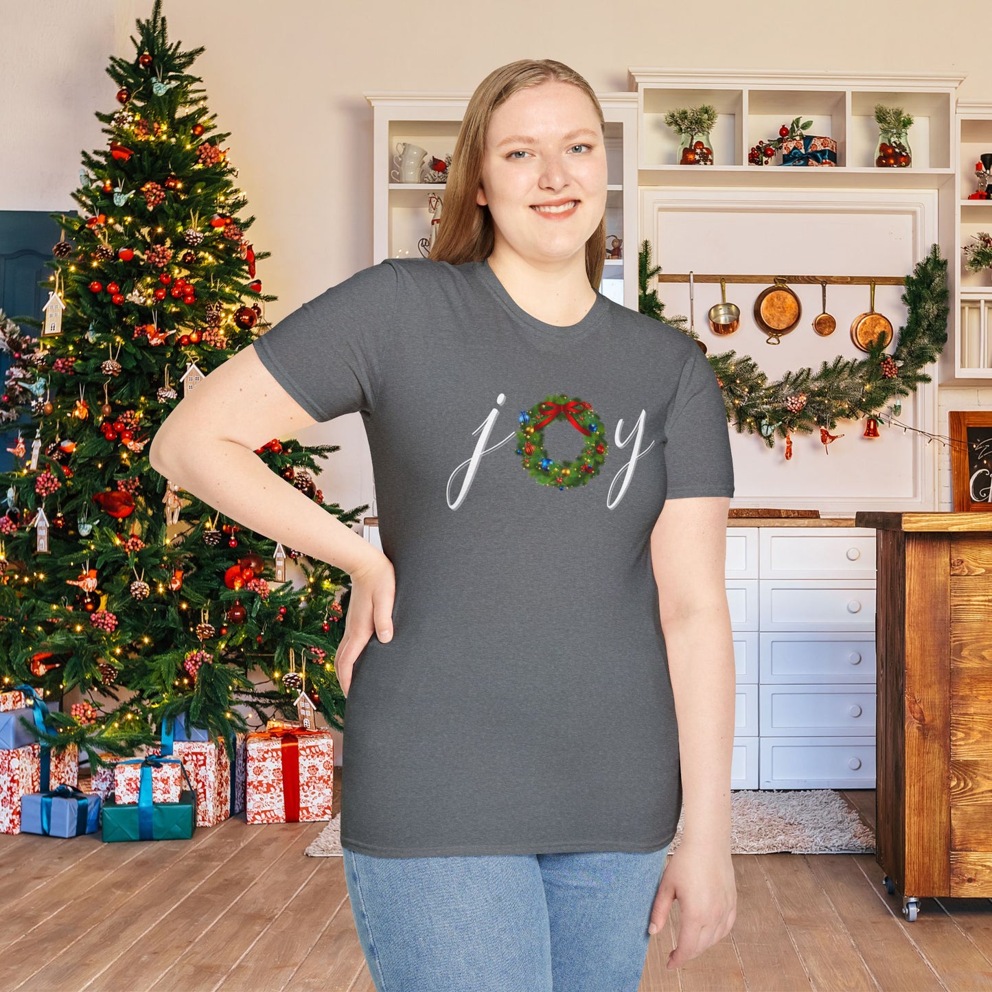 Joy with Wreath Adult T-shirt