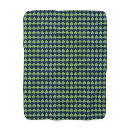 Diamond Bloom-Sage & Navy Fleece Blanket