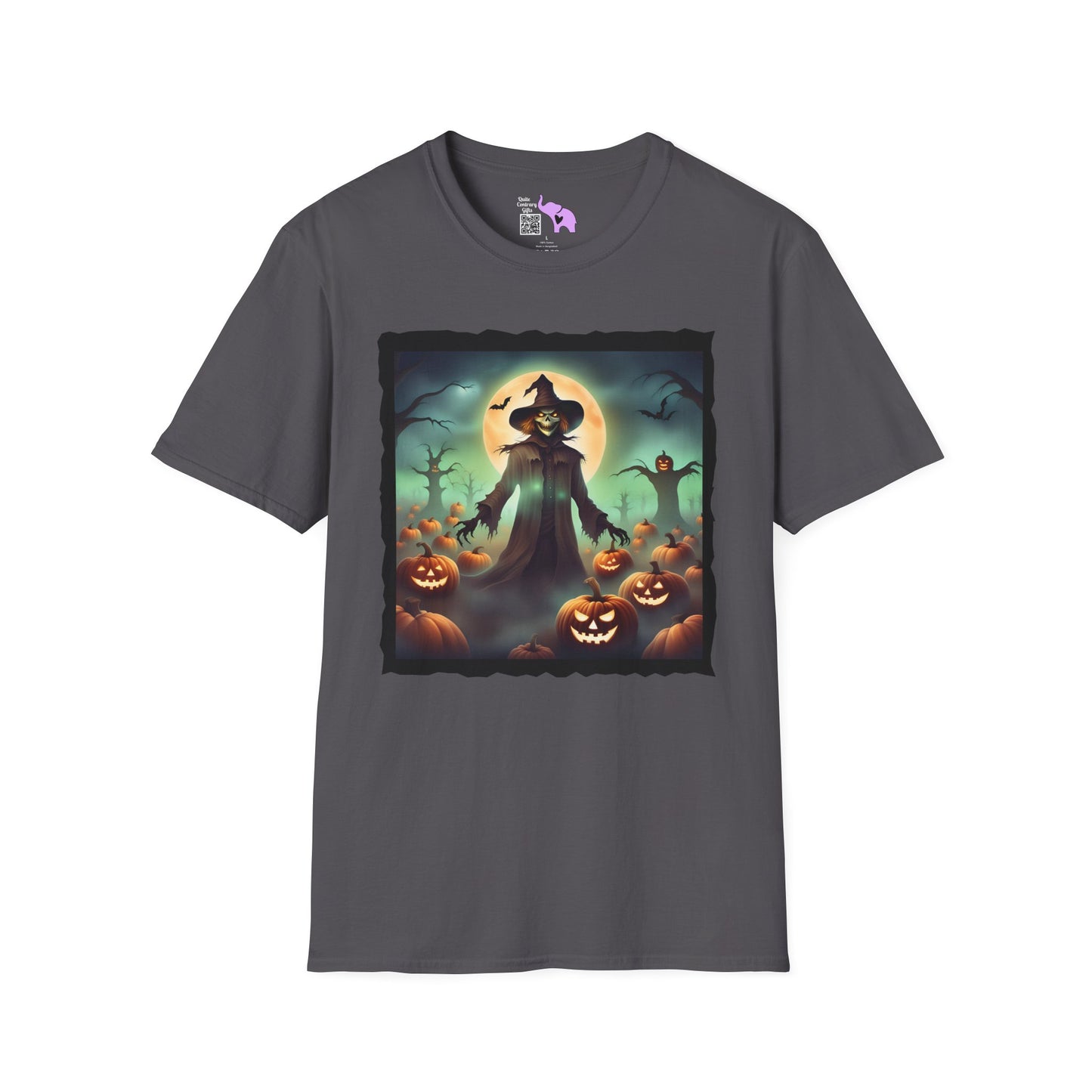 Halloween Scarecrow w/Pumpkins 4 Adult T-shirt