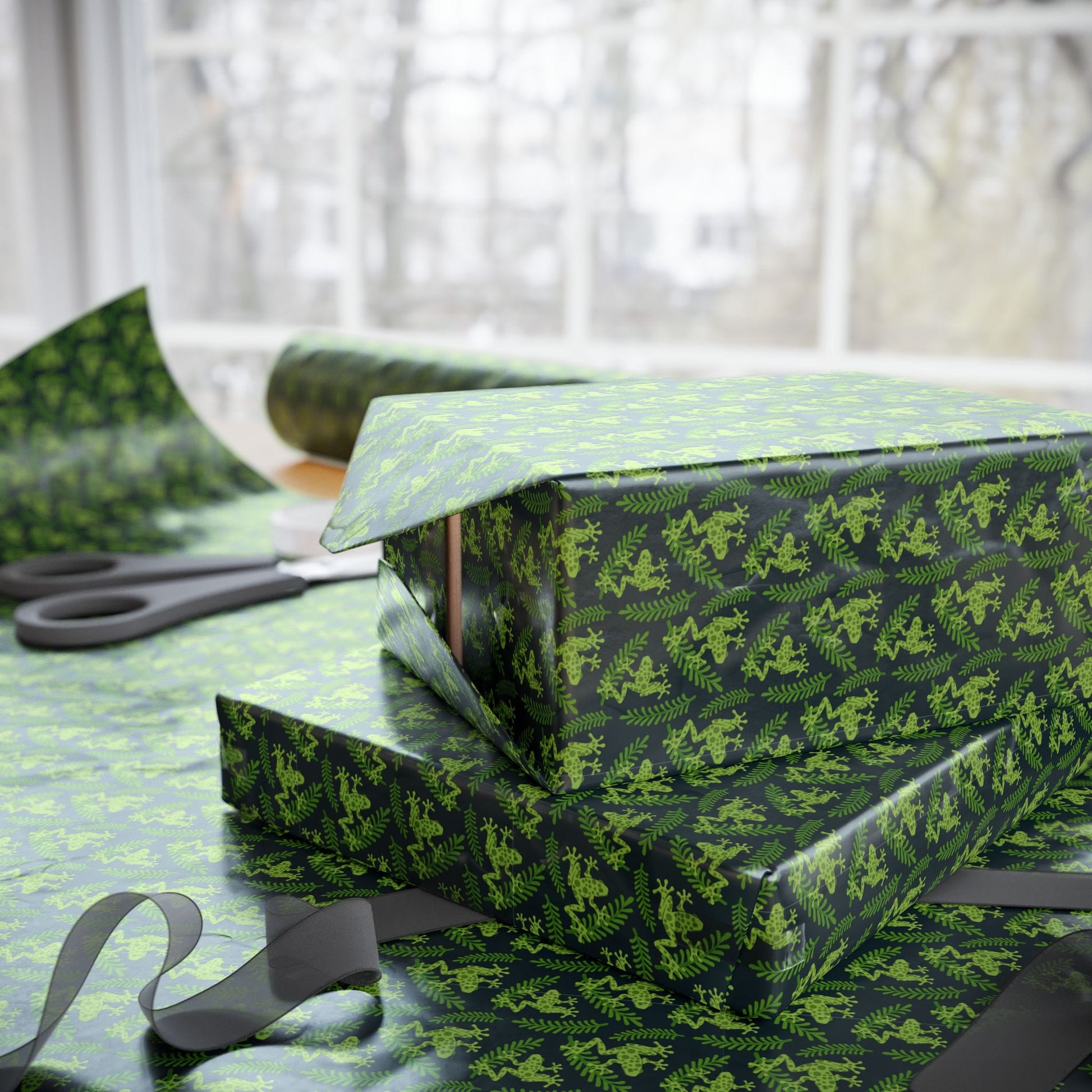 Emerald Canopy Frogs Wrapping Paper