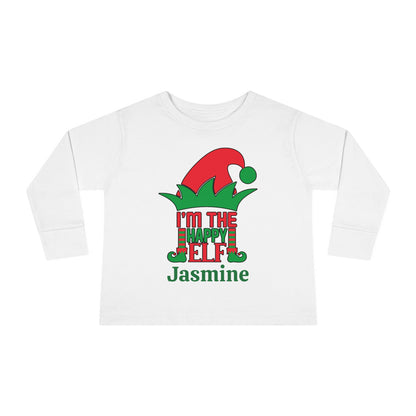 I'm the Happy Elf Personalized Toddler Long Sleeve Tee