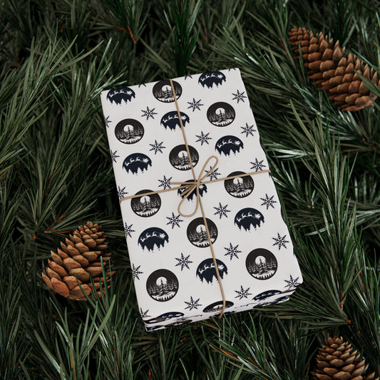 Round Christmas Nights Silhouette Wrapping Paper