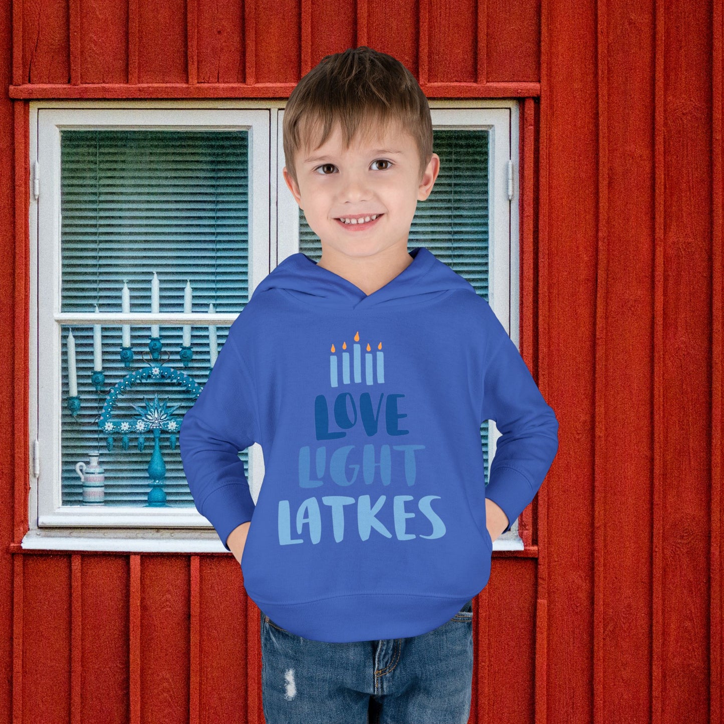 Hanukkah Love Light Latkes Toddler Pullover Fleece Hoodie
