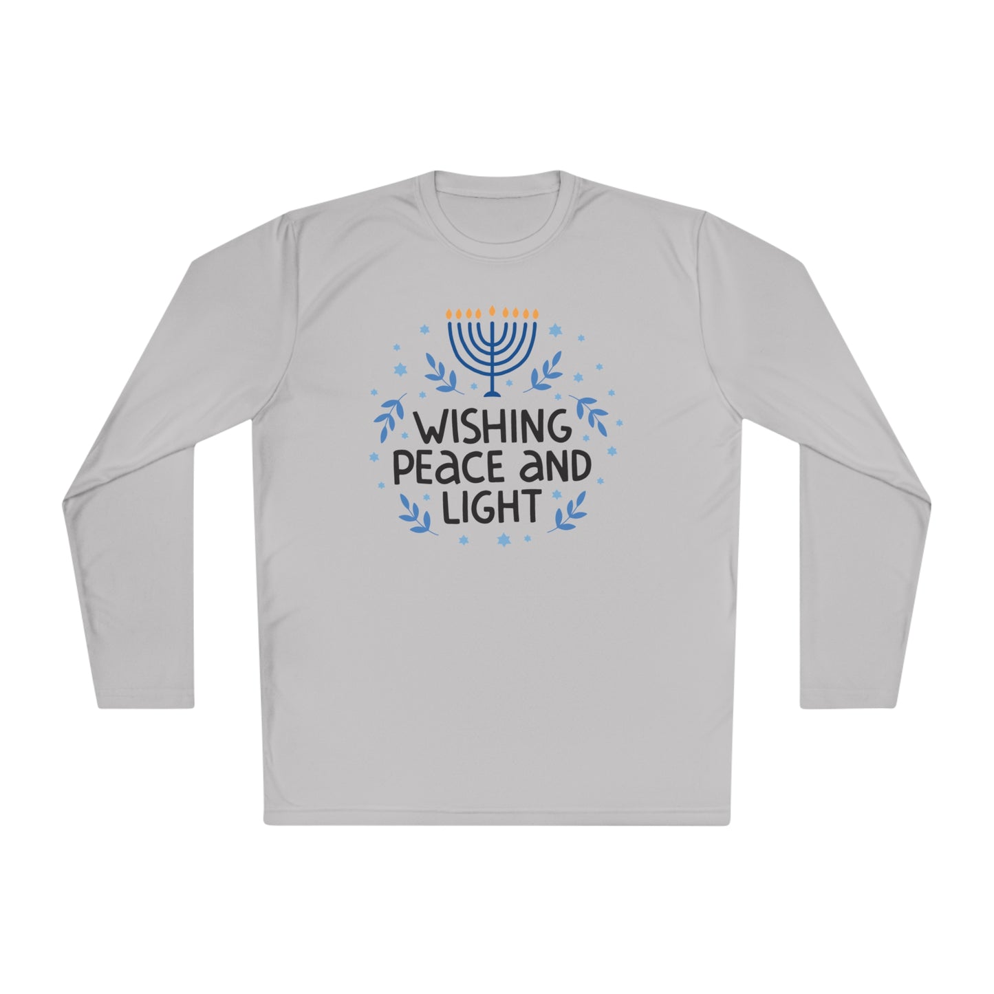 Hanukkah Wishing Peace & Light Adult Long Sleeve Tee