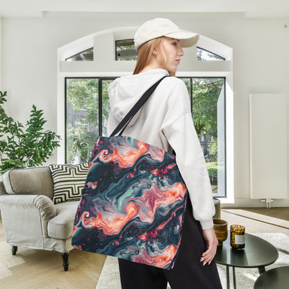 Pink Venom Marble Canvas Tote Bag