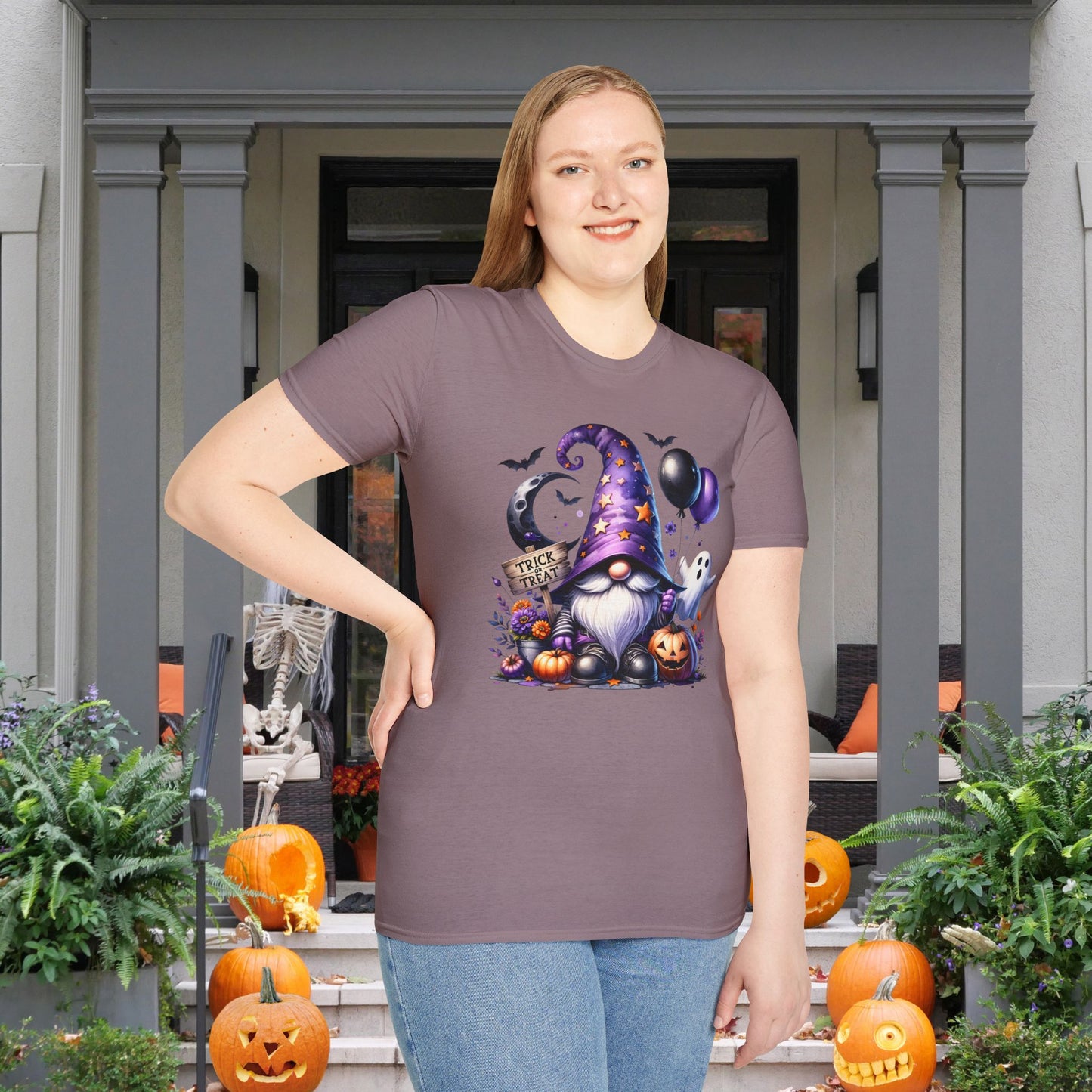 Trick or Treat Witchy Gnome Adult T-shirt