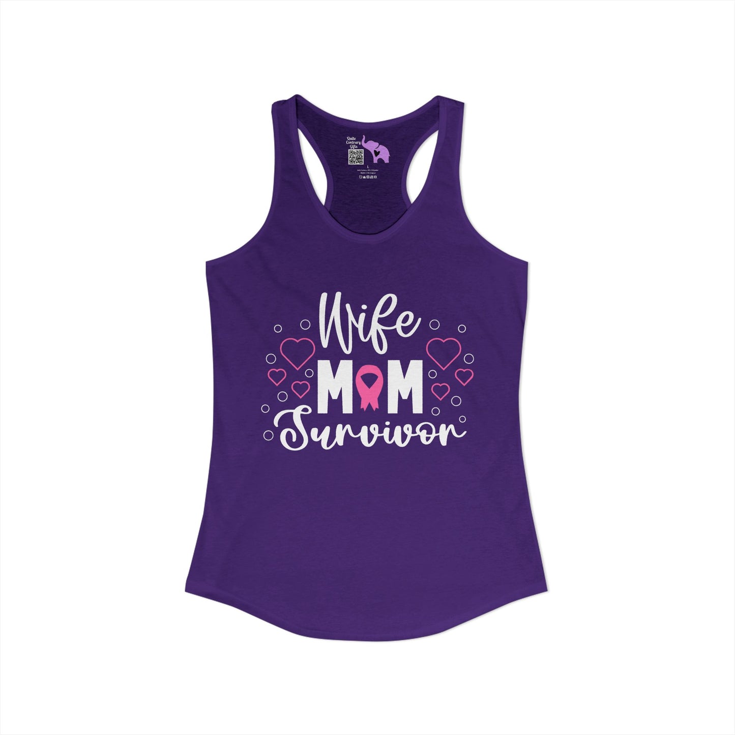 Wife Mom Survivor (Breast Cancer) Women's Ideal Racerback Tank