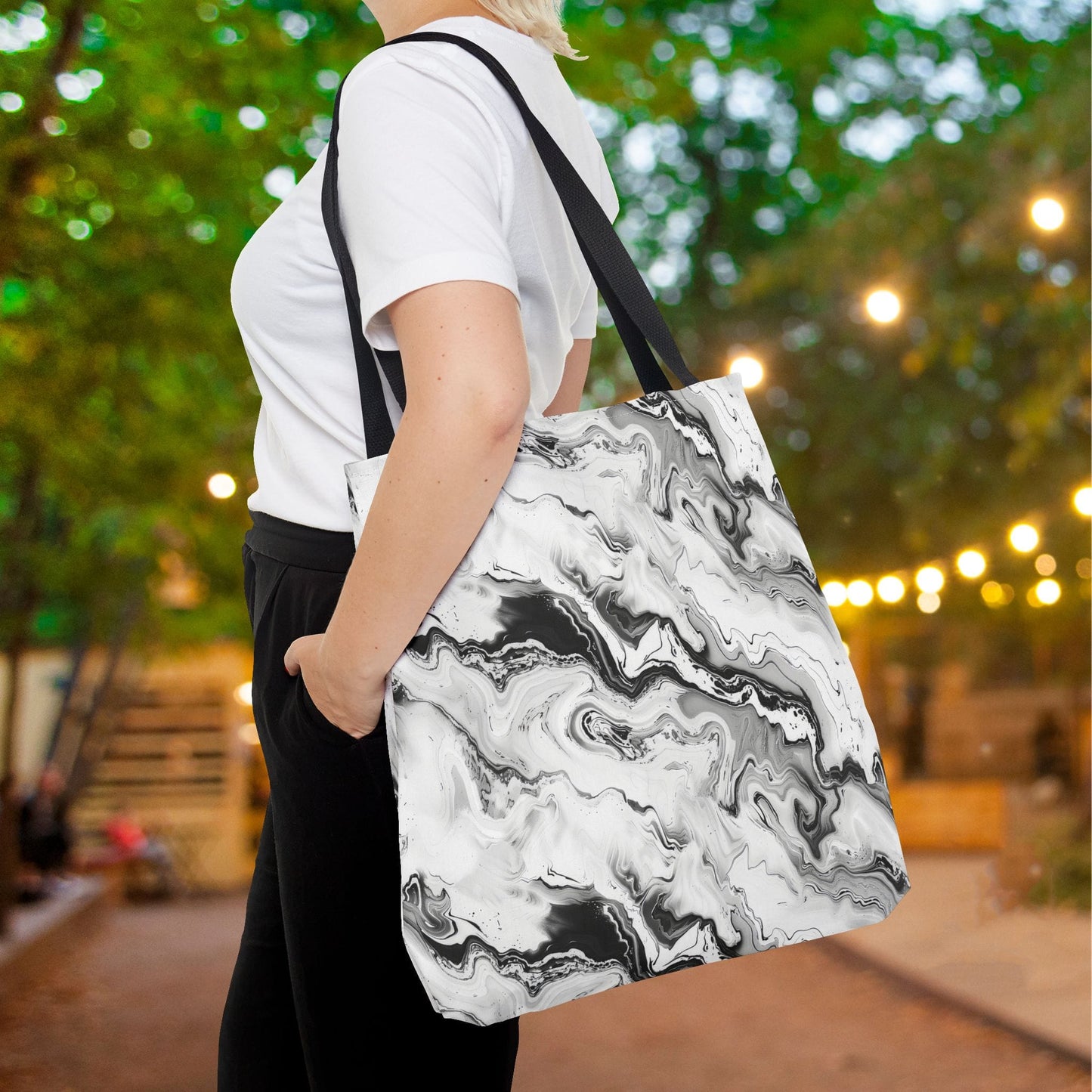 Frost Veil Marble Canvas Tote Bag