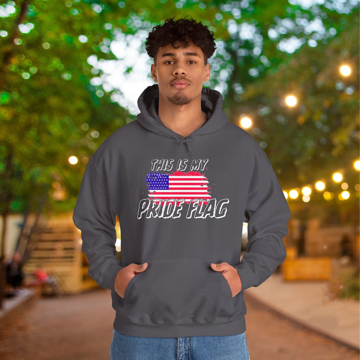 This is my Pride Flag (American Flag) Heavy Blend™ Hooded Sweatshirt